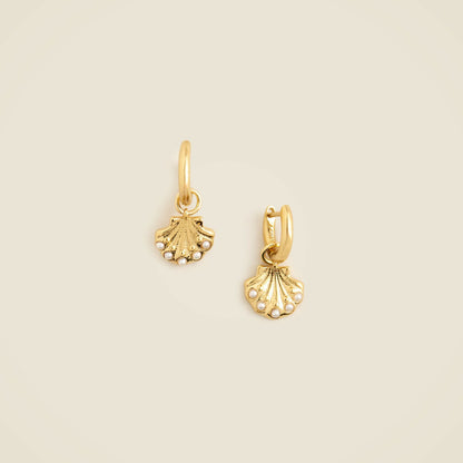 Women Gold vermeil shell hoop earrings - J.Crew