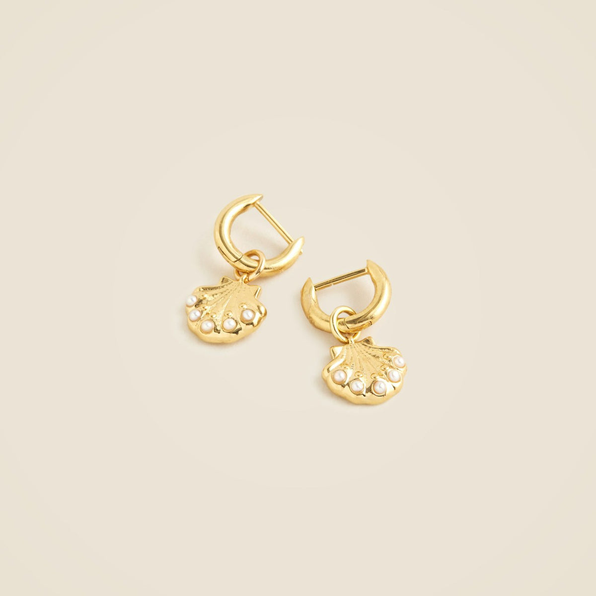 Women Gold vermeil shell hoop earrings - J.Crew