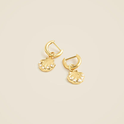 Women Gold vermeil shell hoop earrings - J.Crew