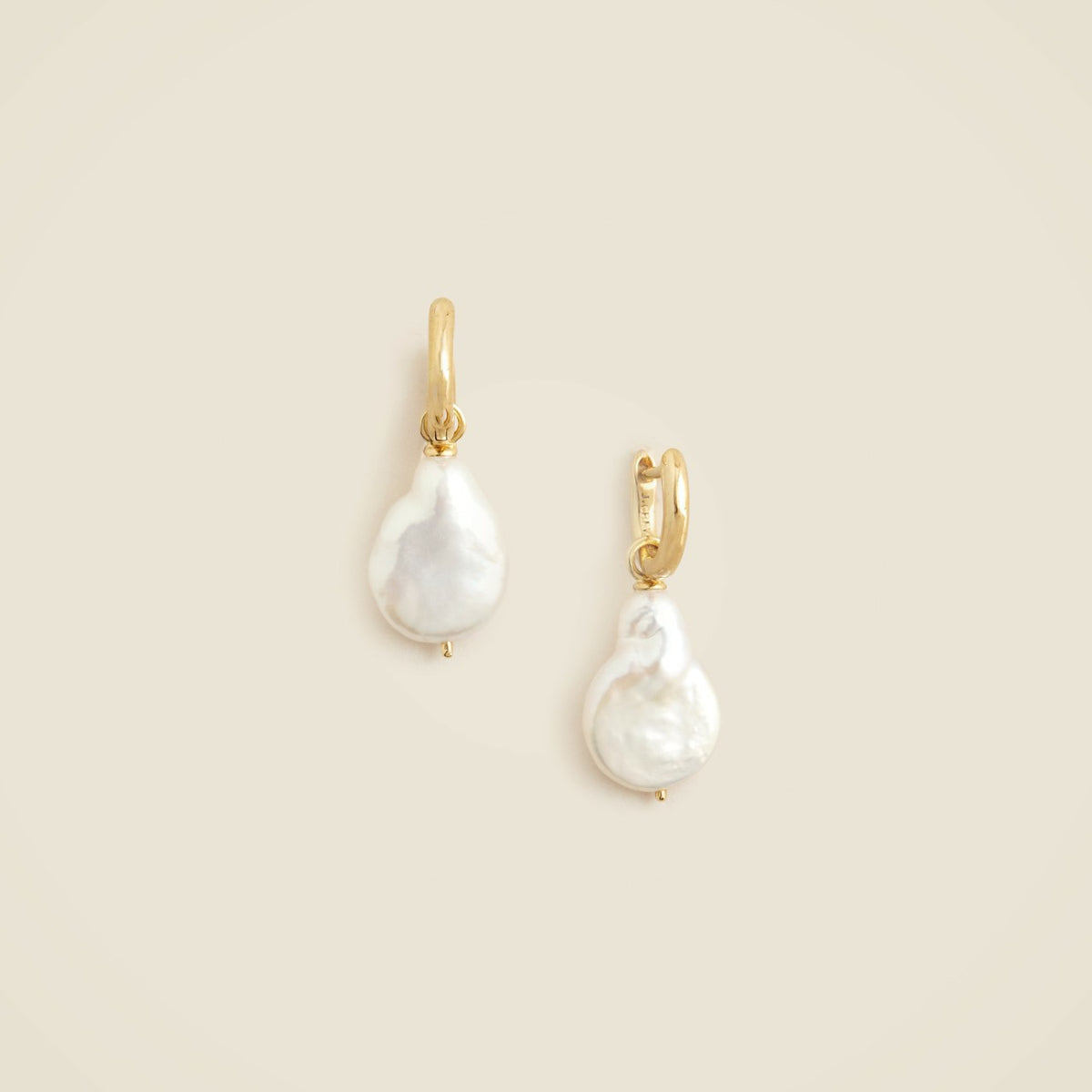 Women Gold vermeil freshwater pearl hoop earrings - J.Crew