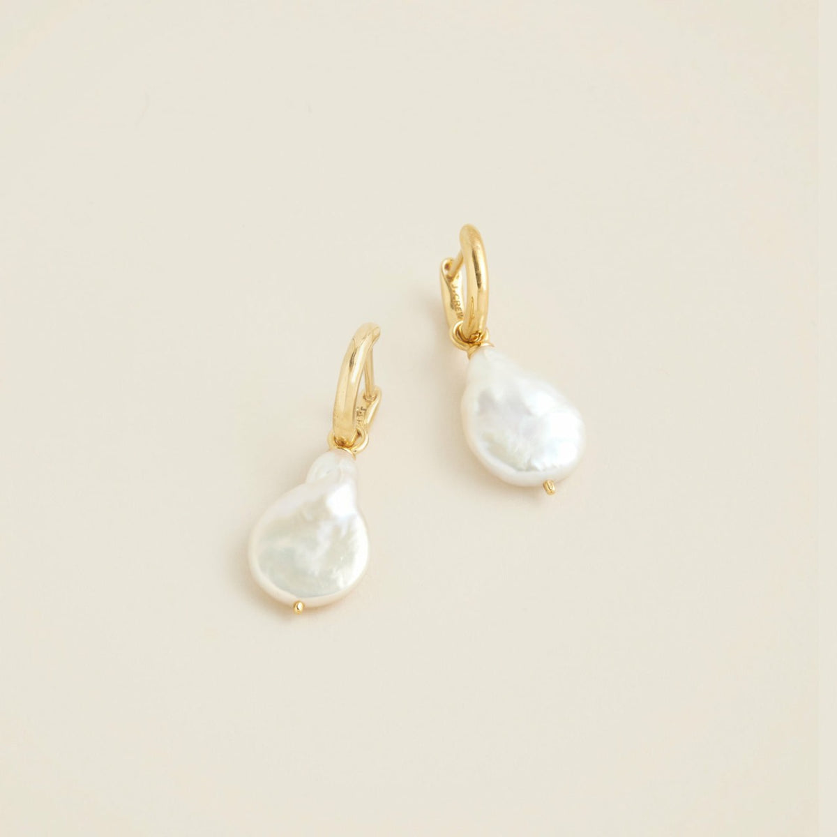 Women Gold vermeil freshwater pearl hoop earrings - J.Crew