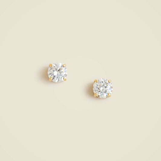 Women Gold vermeil cubic zirconia stud earrings - J.Crew