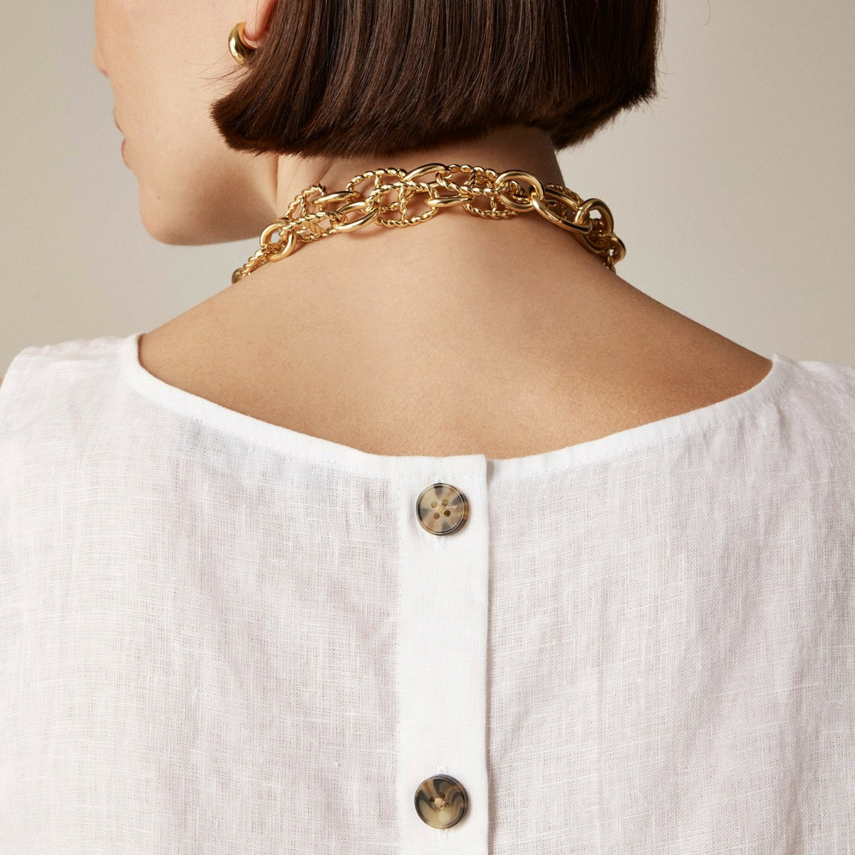 Women Squareneck button-back top in linen - J.Crew