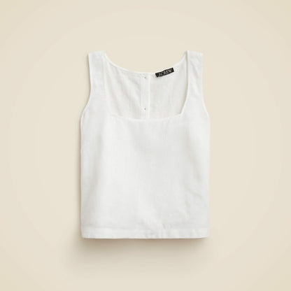 Women Squareneck button-back top in linen - J.Crew