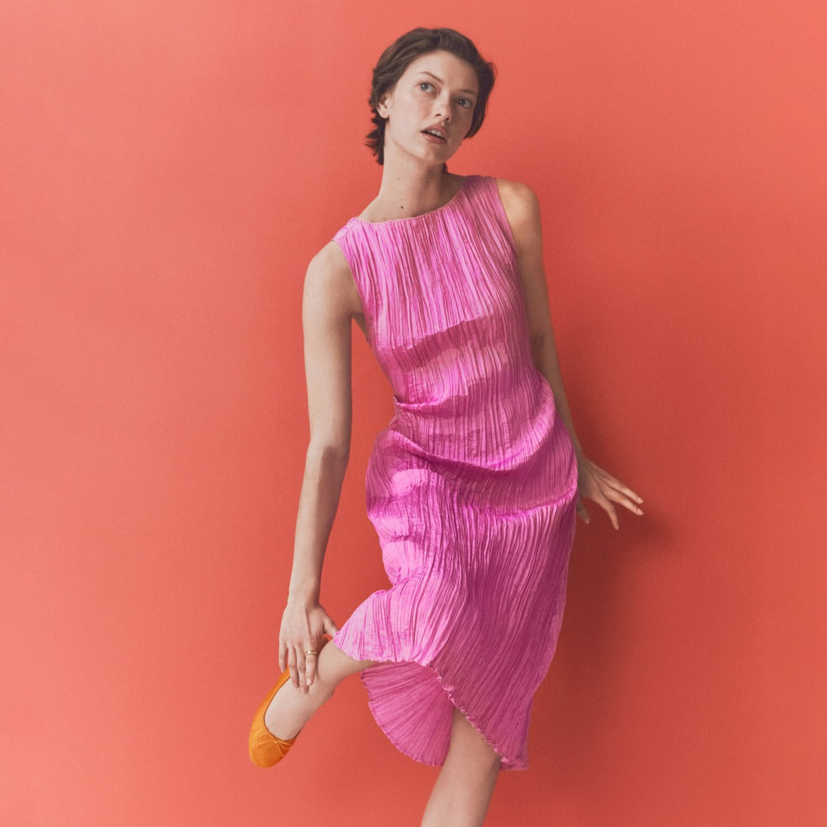 Women Crinkled high-neck sheath dress - J.Crew