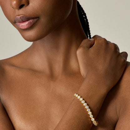 Women Hexagon cubic zirconia bezel-set tennis bracelet - J.Crew