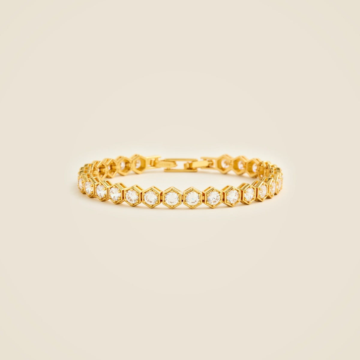 Women Hexagon cubic zirconia bezel-set tennis bracelet - J.Crew