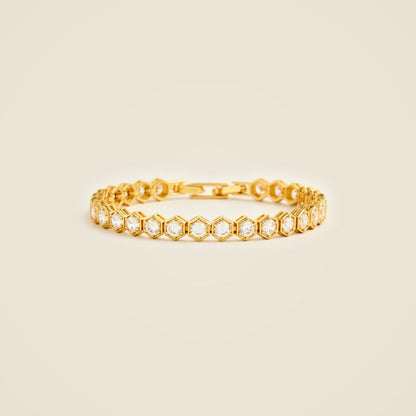 Women Hexagon cubic zirconia bezel-set tennis bracelet - J.Crew