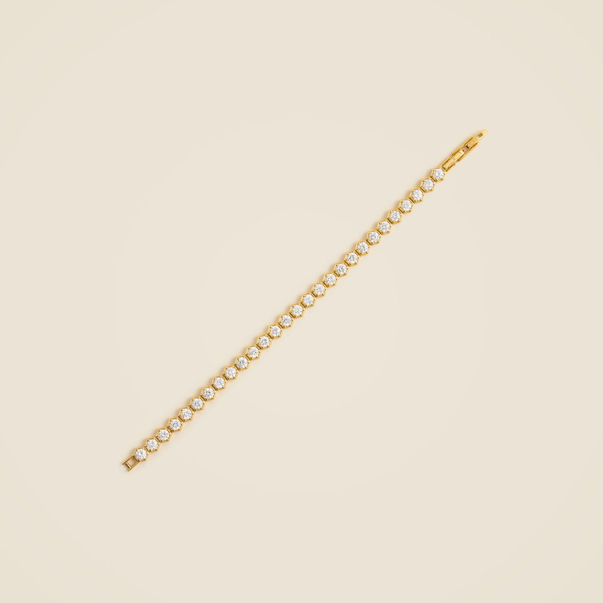 Women Hexagon cubic zirconia bezel-set tennis bracelet - J.Crew