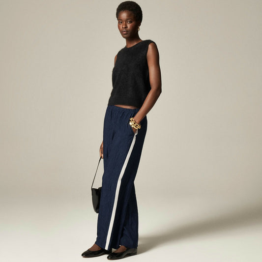Women Stratus side-stripe pant in textured satin - J.Crew