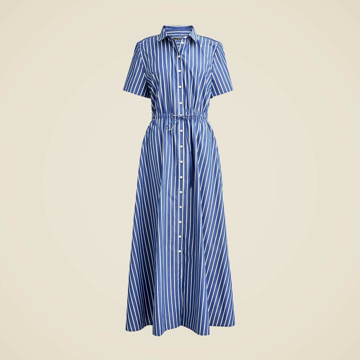 Women Shirred-waist shirtdress in striped poplin - J.Crew