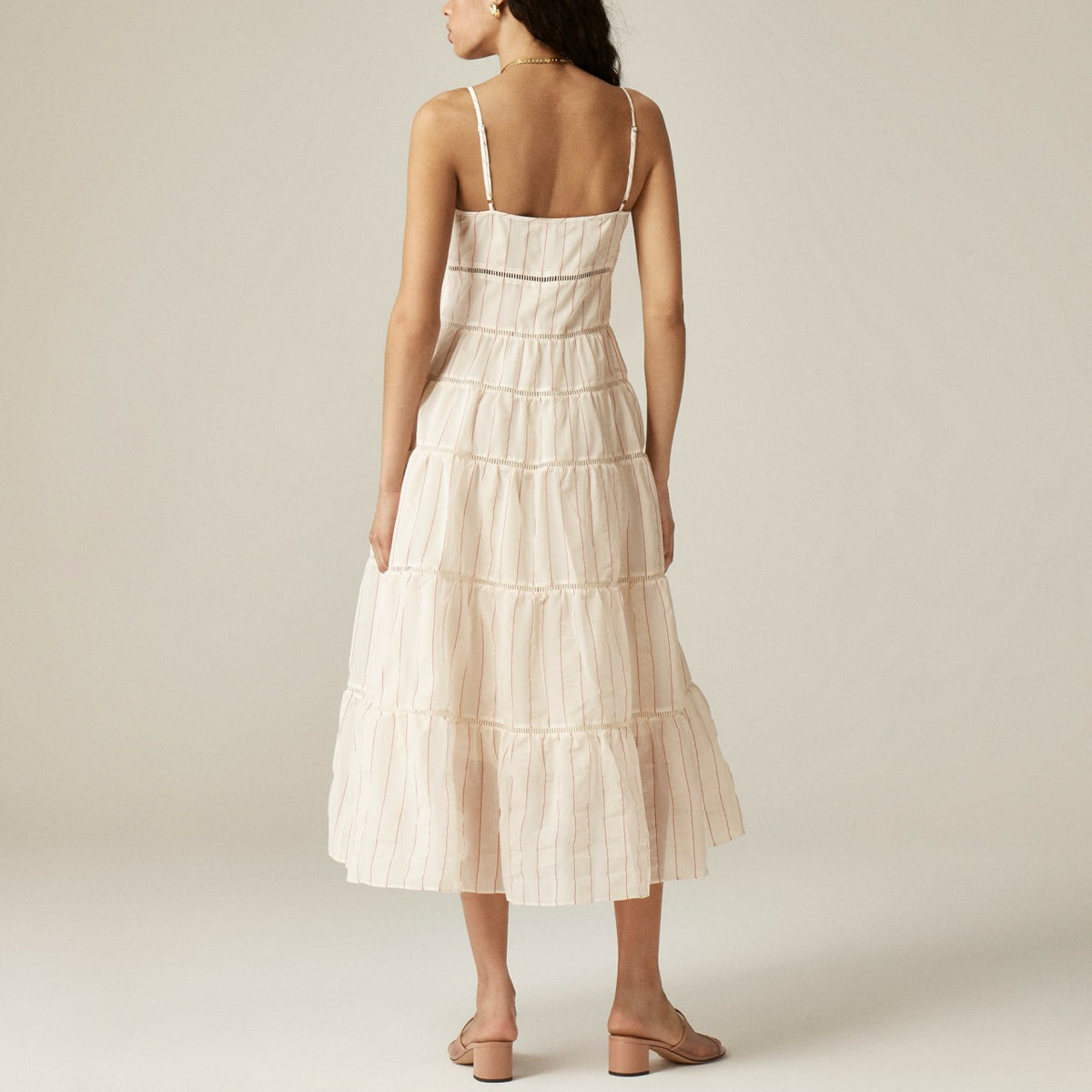 Women Tiered slip dress in dobby satin - J.Crew