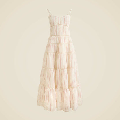 Women Tiered slip dress in dobby satin - J.Crew