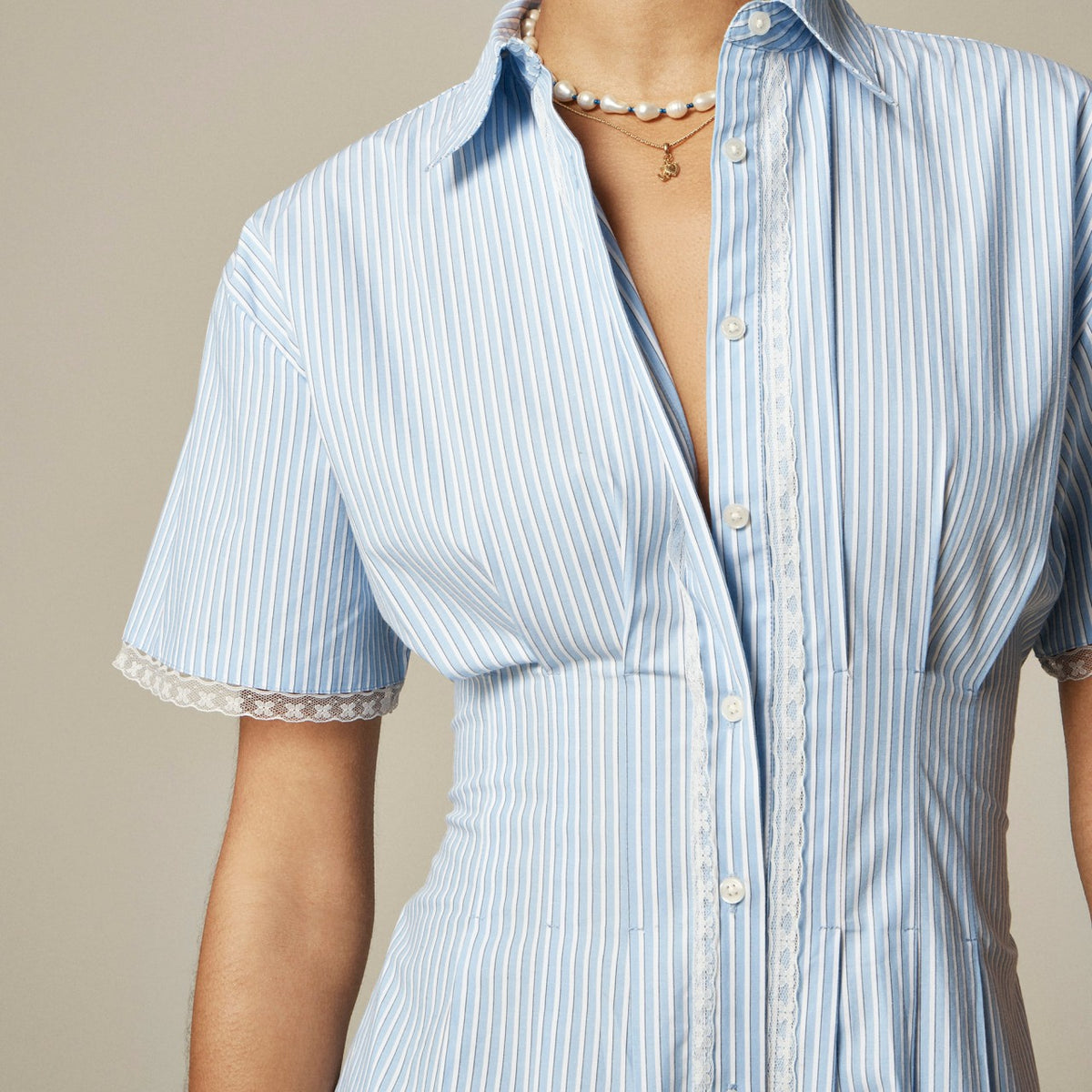 Women Wren lace-trim shirtdress in stripe - J.Crew