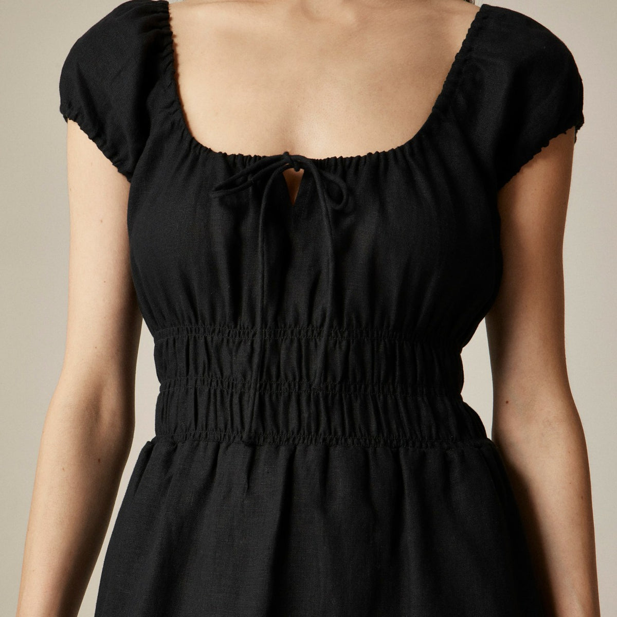 Women Cap-sleeve midi dress in linen - J.Crew
