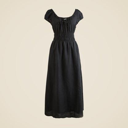 Women Cap-sleeve midi dress in linen - J.Crew