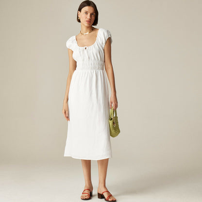 Women Cap-sleeve midi dress in linen - J.Crew
