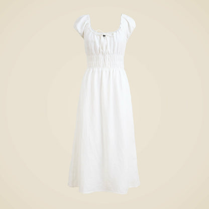 Women Cap-sleeve midi dress in linen - J.Crew