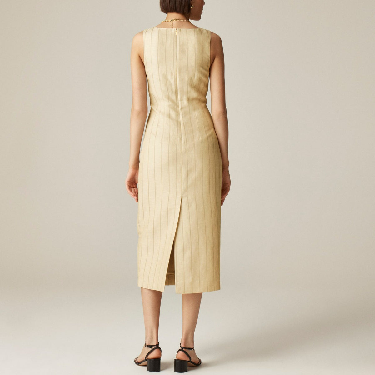 Women V-neck sheath dress in striped linen blend - J.Crew
