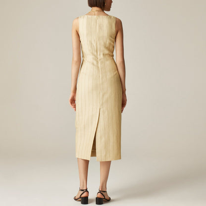 Women V-neck sheath dress in striped linen blend - J.Crew