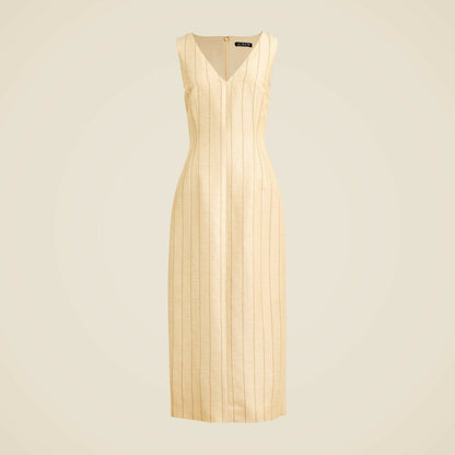 Women V-neck sheath dress in striped linen blend - J.Crew