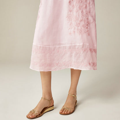 Women Embroidered midi dress in ramie - J.Crew