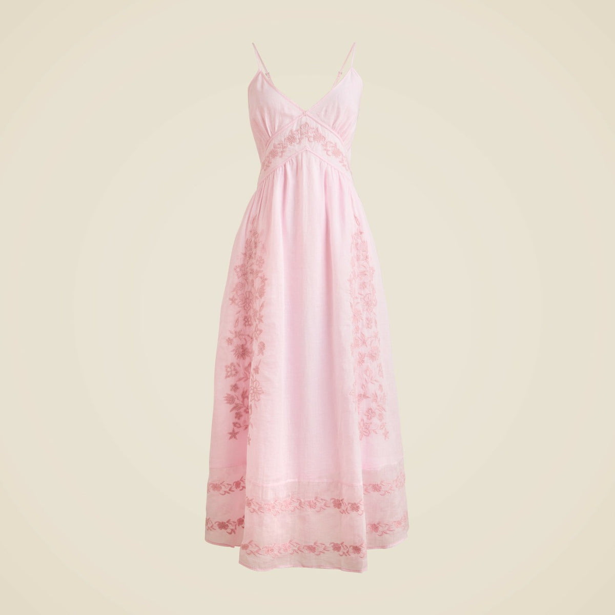 Women Embroidered midi dress in ramie - J.Crew