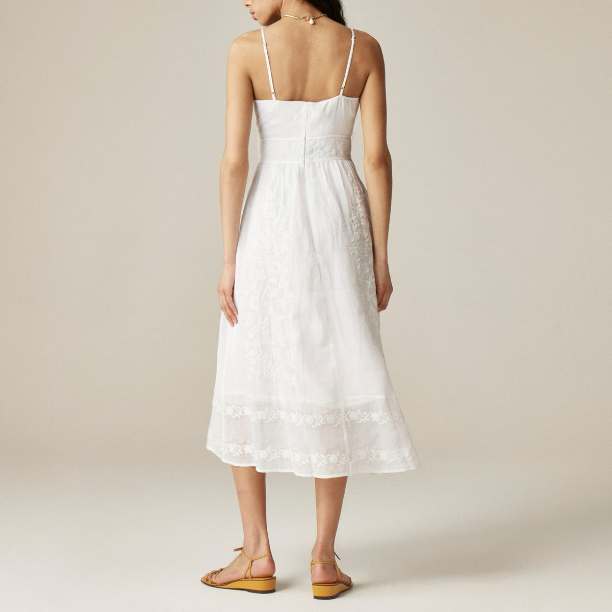 Women Embroidered midi dress in ramie - J.Crew