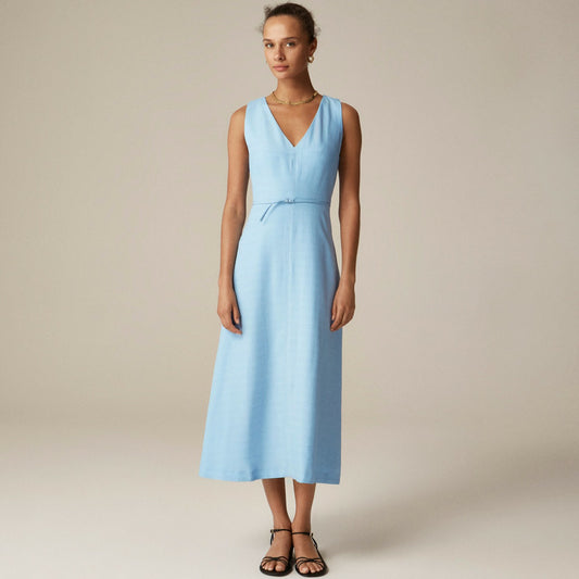 Women Mathilde V-neck dress in luster canvas - J.Crew