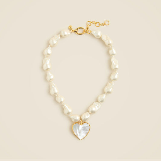 Women Heart and pearl pendant necklace - J.Crew