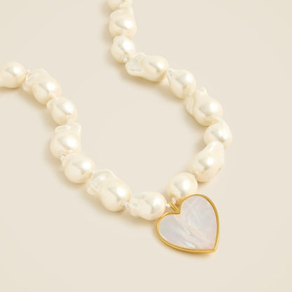 Women Heart and pearl pendant necklace - J.Crew