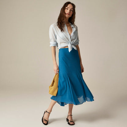 Women Gwyneth flounce-hem slip skirt in chiffon - J.Crew