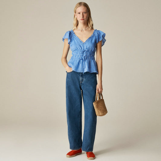 Women Palermo top in ramie - J.Crew