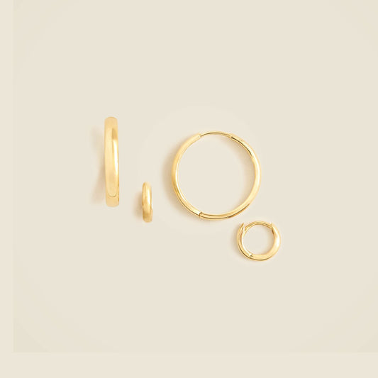 Women Gold vermeil hoop earrings two-pack - J.Crew