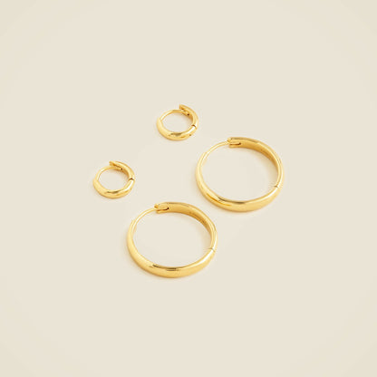 Women Gold vermeil hoop earrings two-pack - J.Crew