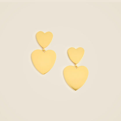 Women Double heart drop earrings - J.Crew