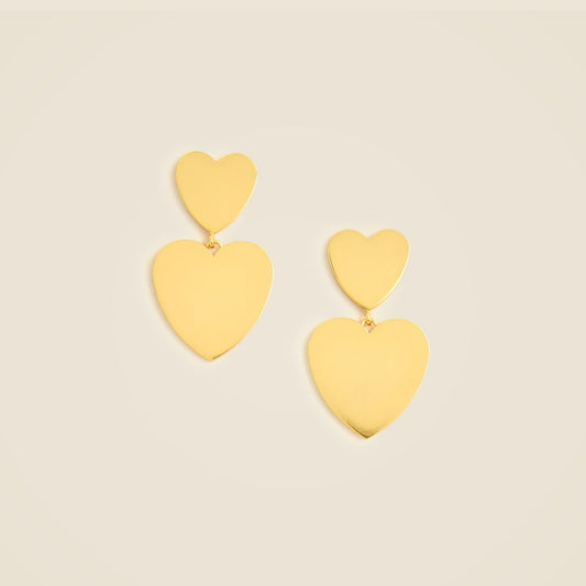 Women Double heart drop earrings - J.Crew
