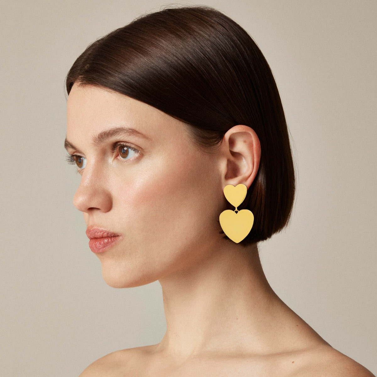 Women Double heart drop earrings - J.Crew