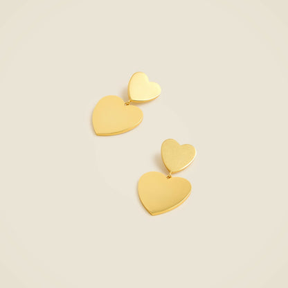 Women Double heart drop earrings - J.Crew