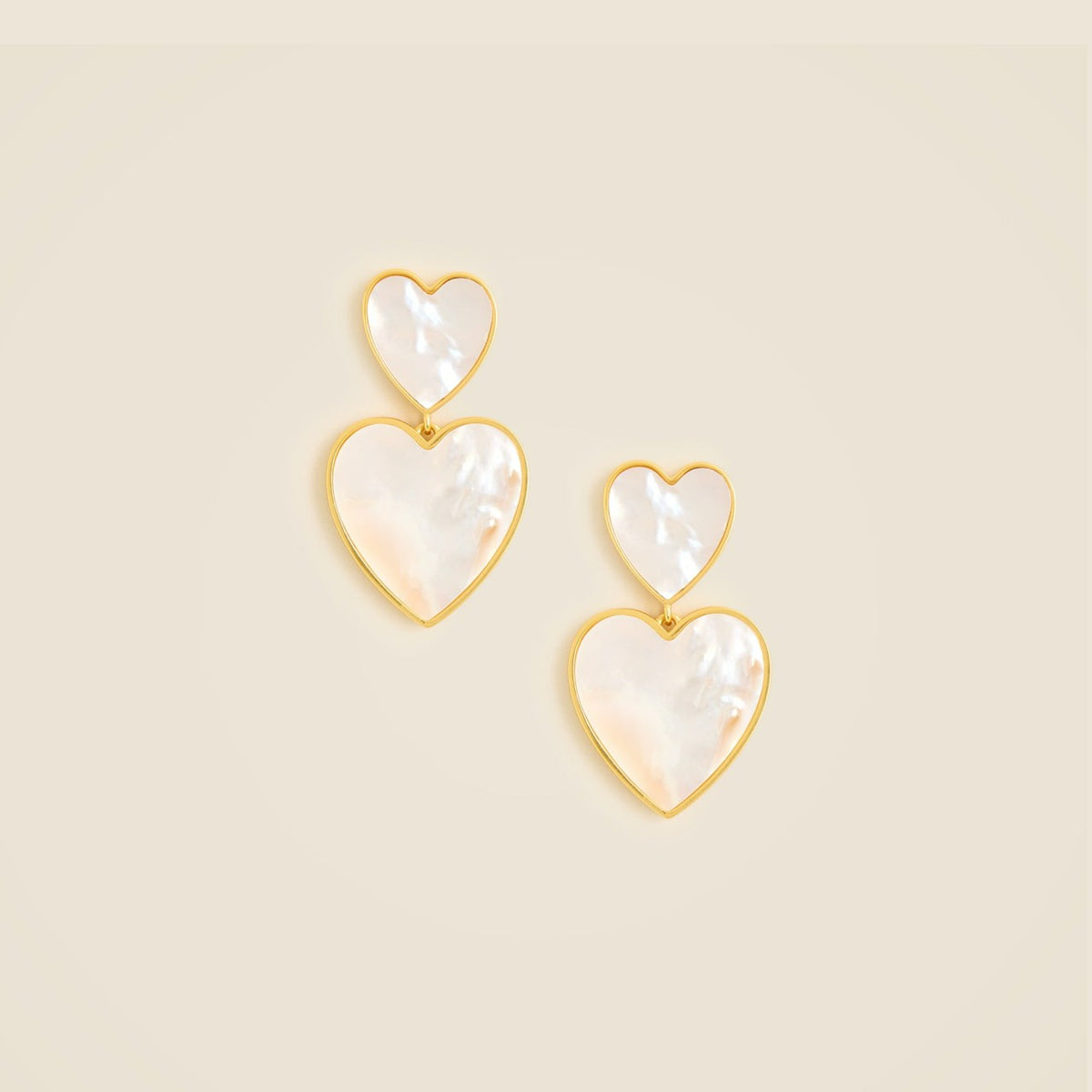Women Double pearl heart drop earrings - J.Crew