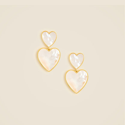 Women Double pearl heart drop earrings - J.Crew