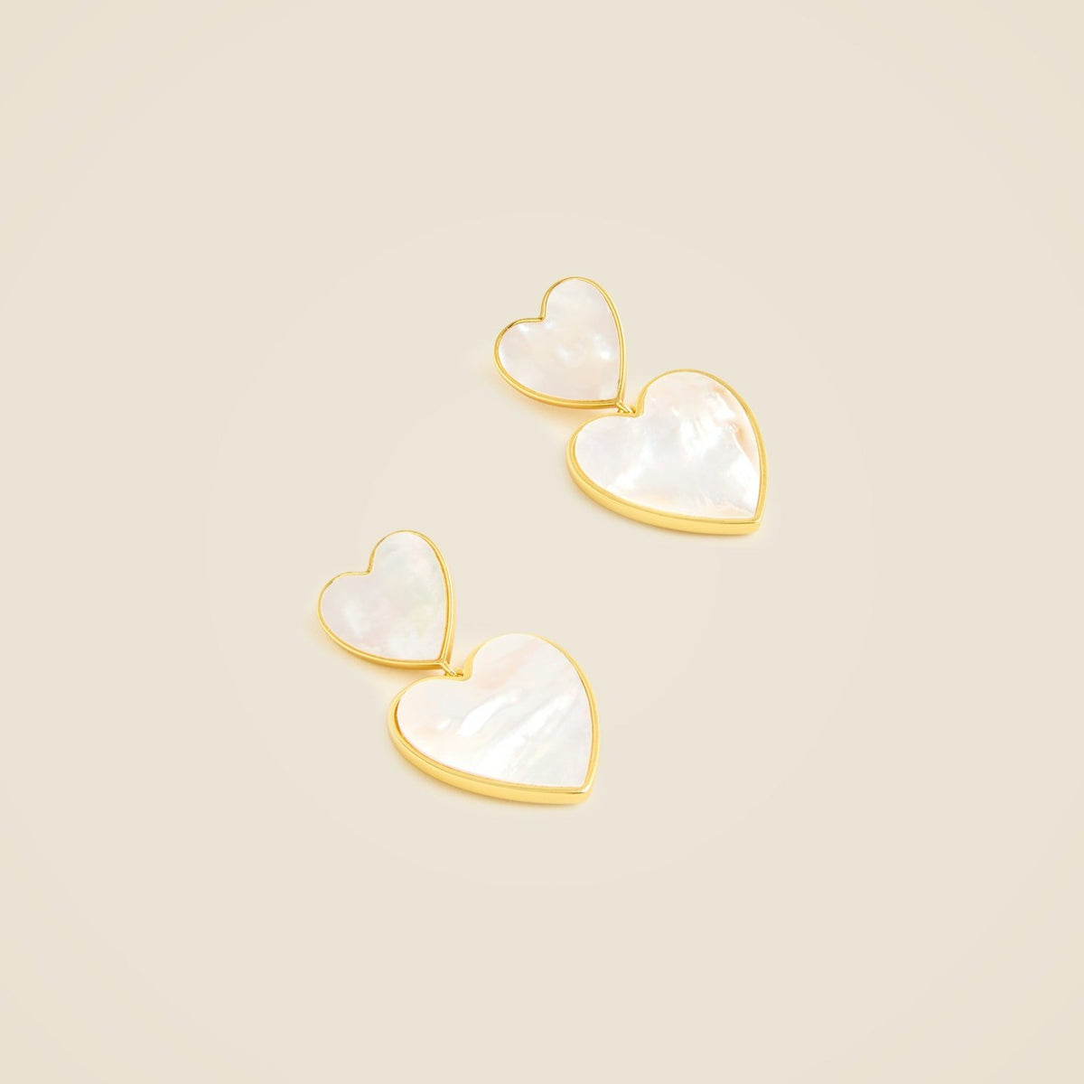 Women Double pearl heart drop earrings - J.Crew