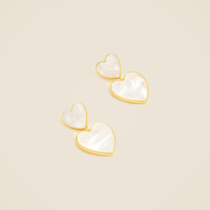 Women Double pearl heart drop earrings - J.Crew