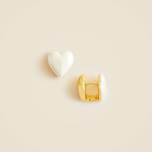 Women Double-sided heart huggie hoop earrings - J.Crew