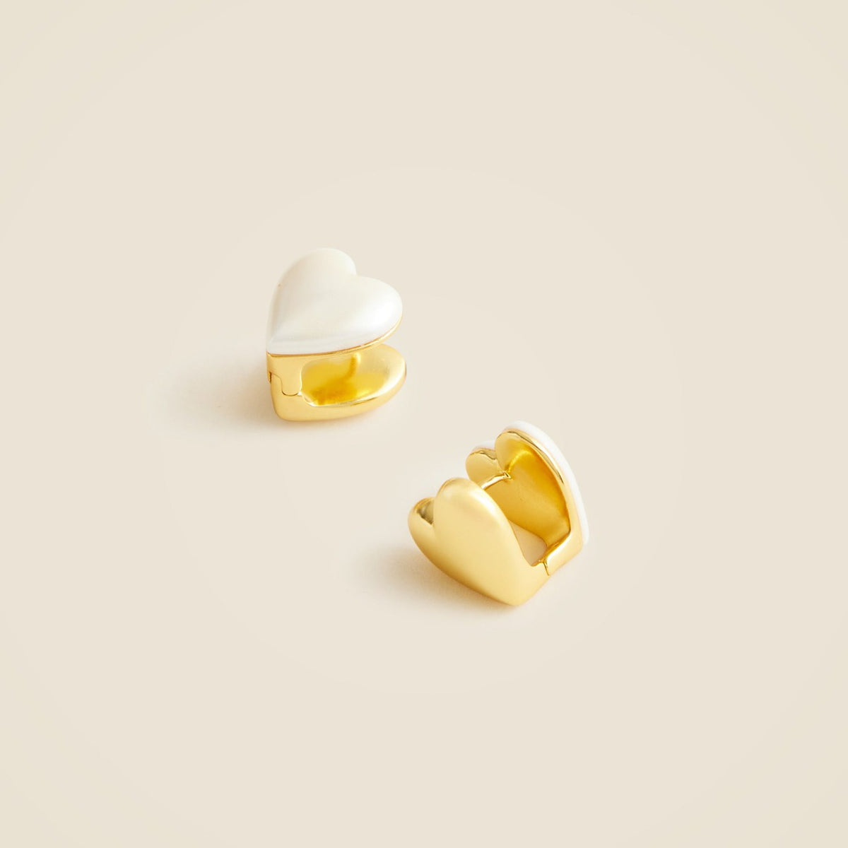 Women Double-sided heart huggie hoop earrings - J.Crew